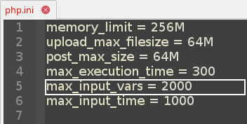 Increase Max Input Vars - PHP INI