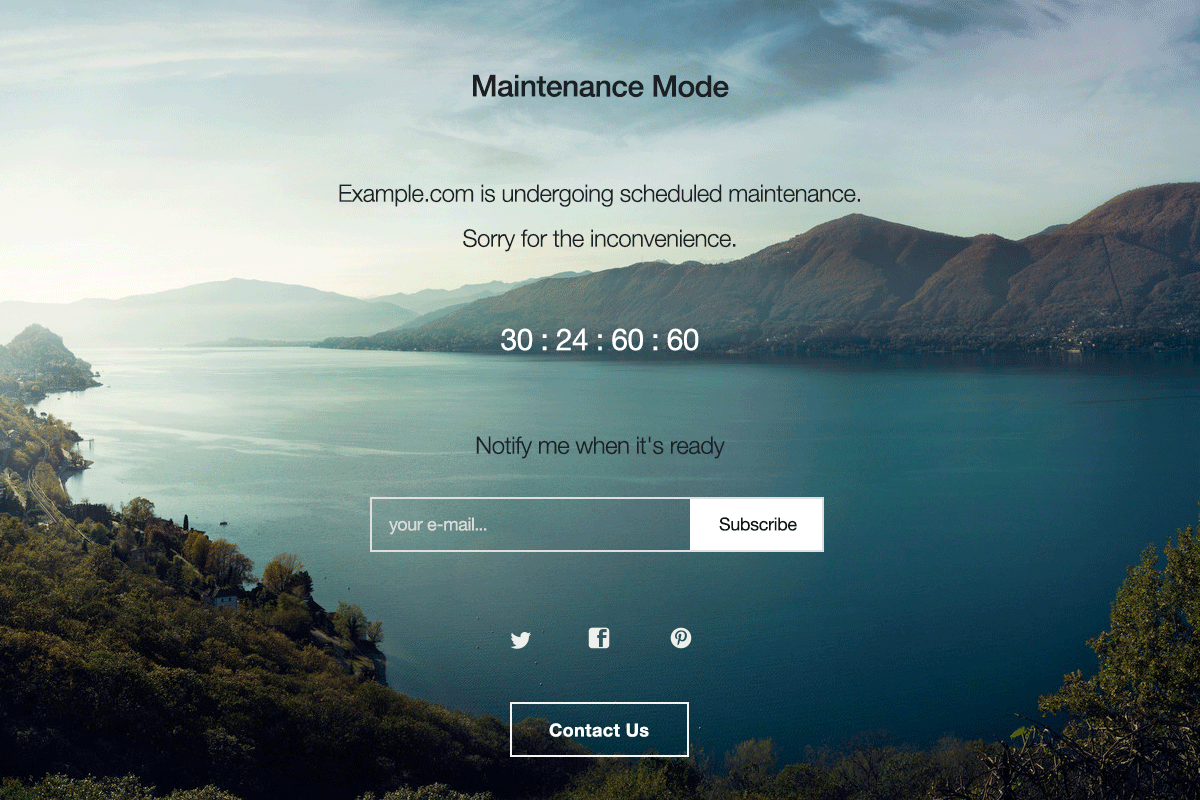 maintenance mode page example