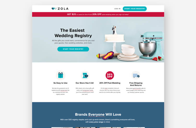 website landing page example