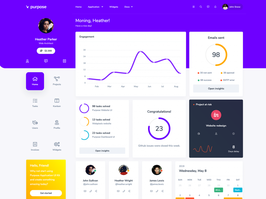 bootstrap user interface and admin dashboard kit example