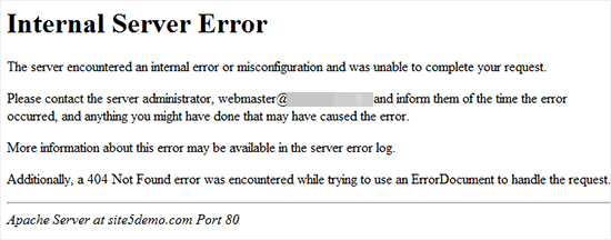 500 Internal Server Error Example